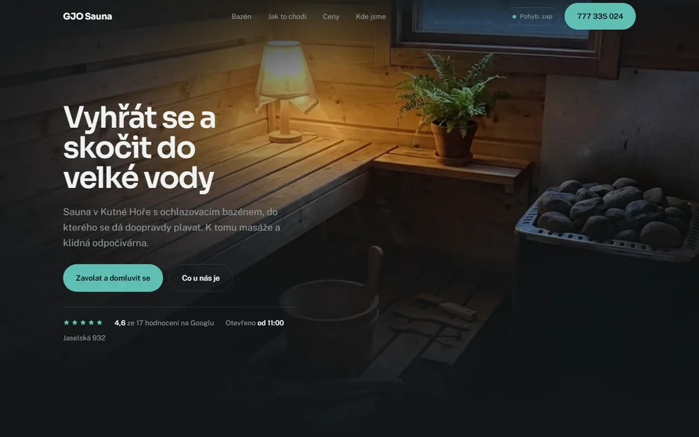 Web pro GJO Sauna