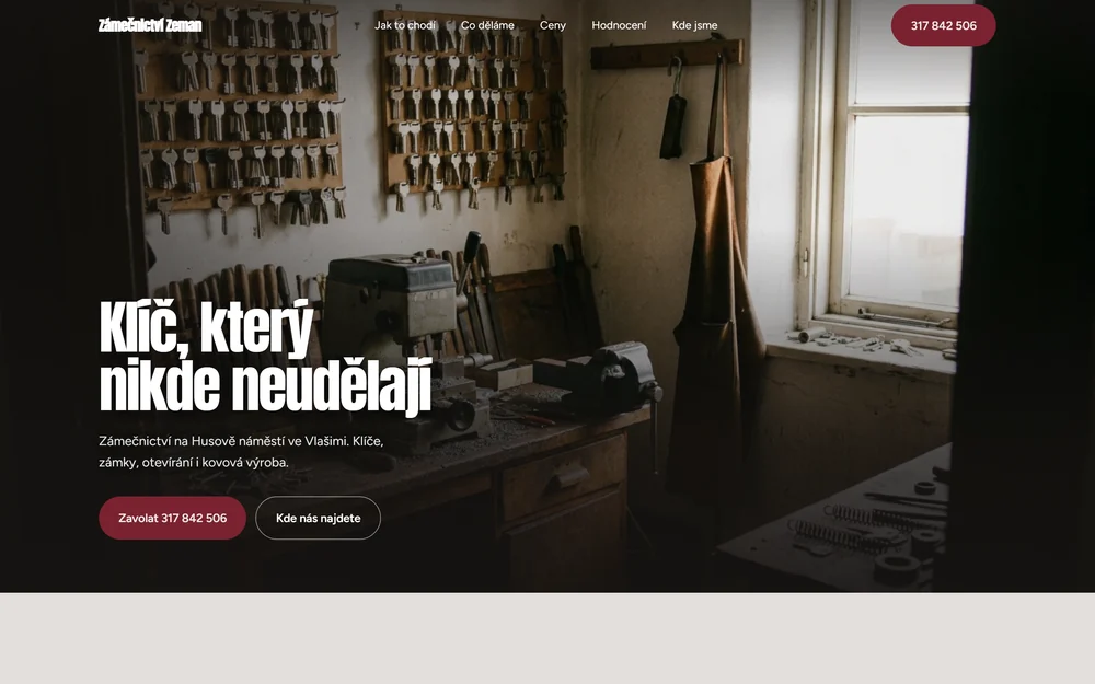 Web pro Zámečnictví Zeman